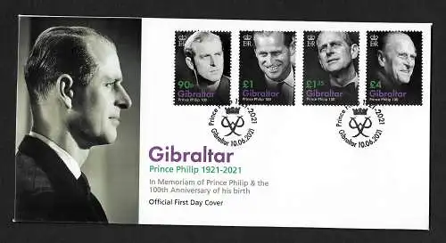 Gibraltar 2021: In Memoriam of Prince Philip, 100th Anniversary of his birth FDC