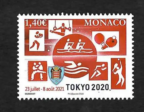 Monaco 2020: Olympiade Tokyo 2020, postfrisch