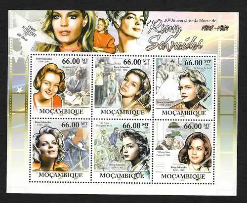 Mocambique 1988: Romy Schneider, 30. Todestag, Block postfrisch