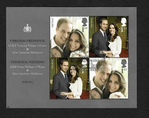 GB 2011: Rhe Royal Wedding: HRH Prince William & Catherine Middleton, gestempelt
