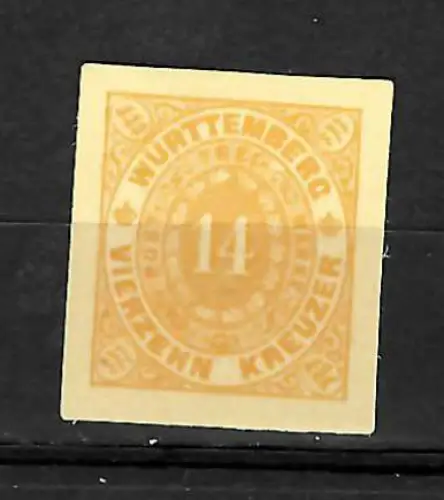 Württemberg: 14 Kreuzer Probedruck der Katalog Nr. 41, ohne Gummi