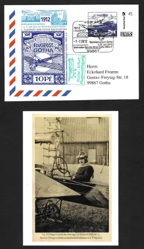 BRD: 100 Jahre Flugpost: Flugpost Gotha Erfurt 2012