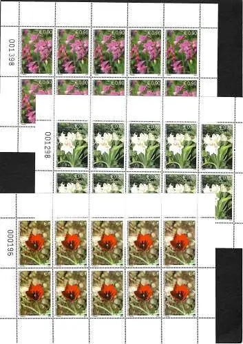 Kosovo 2014: 3x Kleinbogen MiNr. 285-287, postfrisch - Blumen