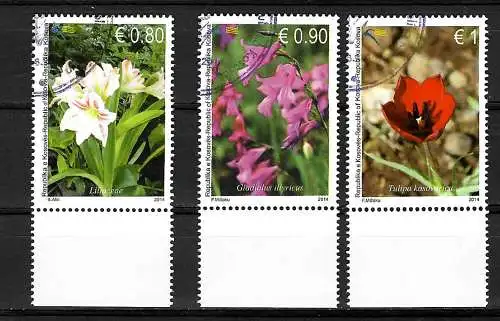 Kosovo 2014: MiNr. 285-287, Blumen, gestempelt