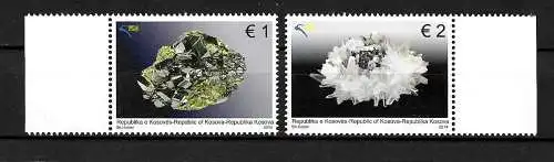 Kosovo 2014: MiNr. 297-298, Kristalle und Mineralien, postfrisch