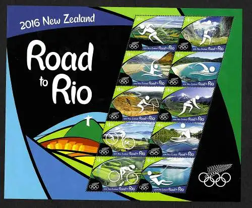 Zew Zealand 2016: Road to  Rio - Sports, Bicycle, ... mnh