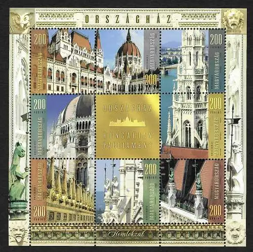 Ungarn 2016: Parlamentsgebäude, Sehenswürdigkeiten, Block postfrisch