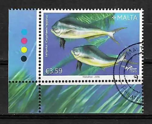 Malta 2016: Fische, gestempelt