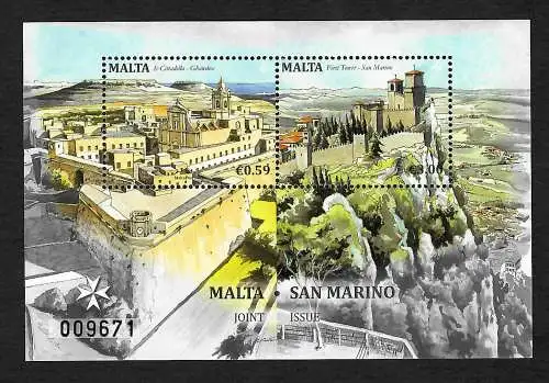 Malta 2016: Joint Issue: Malta-San Marino, Block postfrisch