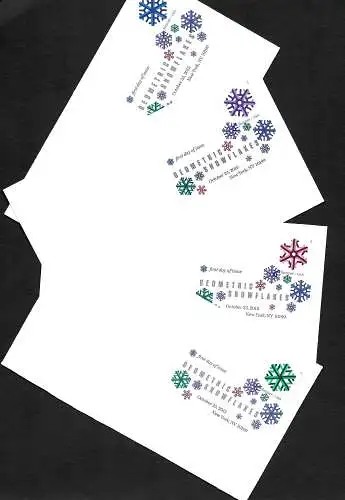 Forever USA 2015: Geometric Snowflakes, New York, 4x FDC