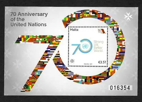 Malta 2015: 70. Anniversary of the United Nations, postfrisch