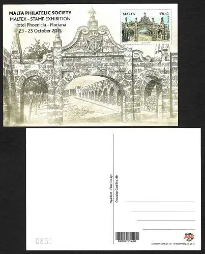 Malta 2015: Europa: Ganzsache Philatelic Society: MALTEX Stamp Exhibition, **