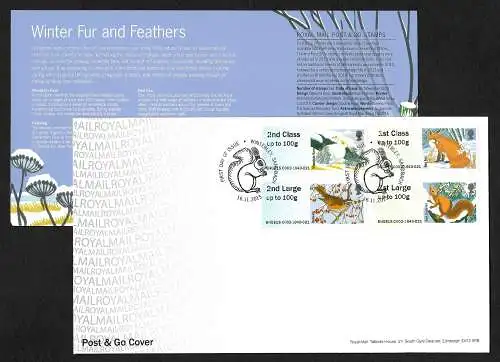 GB 2015: Winter Fur and Feathers, Tiere im Winterkleid, FDC