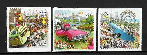Australien: Road Trip Australia, 3x stamps, mnh