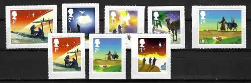 GB 2015: Weihnachten, christmas, 8x Briefmarken, gestempelt