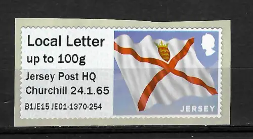 Jersey: Flagge, Churchill 24.1.65, Automatenmarke postfrisch
