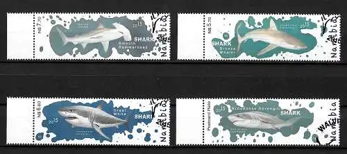 Namibia: Sharks - Haie, 4x Marken, mnh, gestempelt