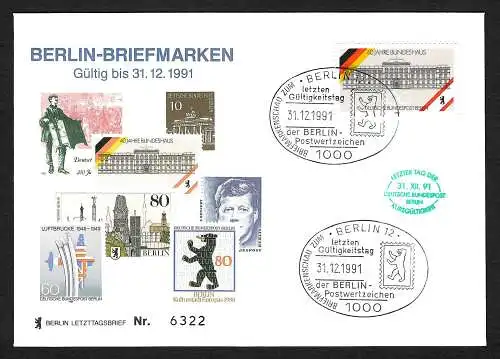 Berlin 31.12.1991: Letzttagsstempel, Letzer Gültigkeitstag
