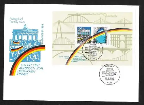 Bund: 1. Jahrestag der Öffnung der innerdeutschen Grenzen: 6.11.1990, FDC