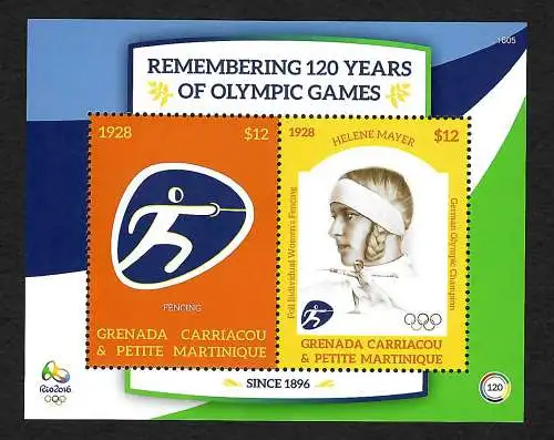 Grenada Martinique 2016: 120 years of Olympic Games - Rio 2016, Helene Mayer, **