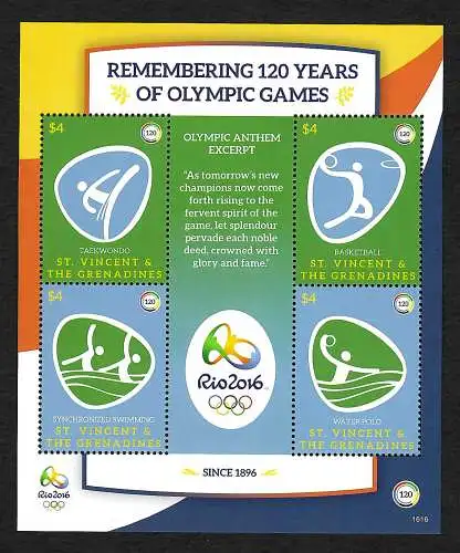 St. Vincent 2016: 120 years of Olympic Games - Taekwondo, Basketball, Water polo