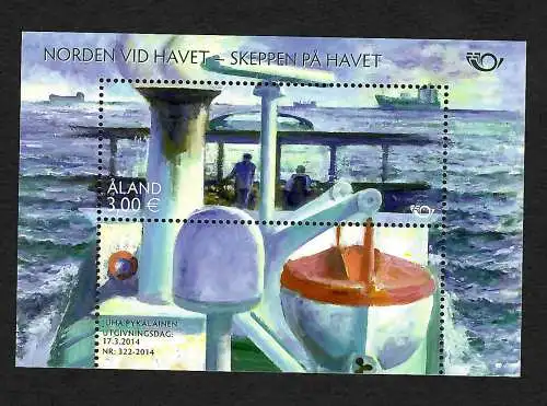 Aland 2014: Norden - Schiffe auf dem Meer, #389, Block #13, **