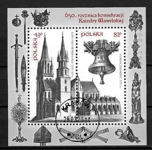 Polen: 650 Jahre Einweihung Kathedrale Wawel, #4664-65, Block #221, **