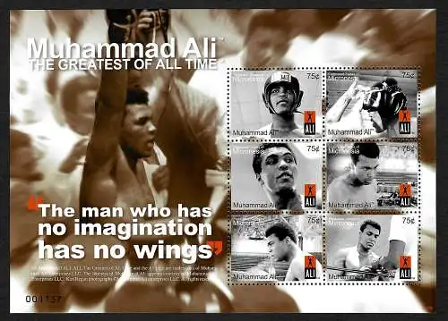 Mikronesien: Muhammad Ali, The Greatest of all Time, Block mnh