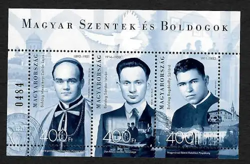 Ungarn 2014: Ungarische Heilige, Block #366II, #5671-73II, postfrisch **