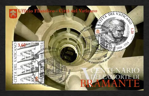 Vatikan 2014: 500. Todesjahr von Donato Bramanta, gestempelt
