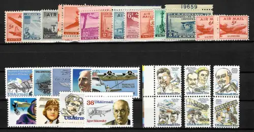 USA: 30x Briefmarken Flugpioniere, postfrisch, mnh