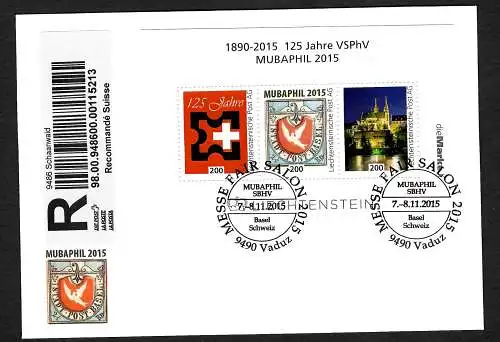 Liechtenstein 2015: Messe: Briefmarkenausstellung MUBAPHIL, Ausstellungsbeleg
