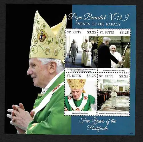 St. Kitts: Pope Benedict XVI, 5 years of the Pontificate, postfrisch