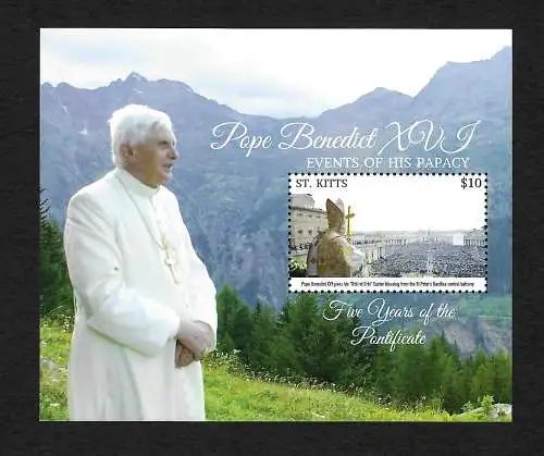 St. Kitts: Pope Benedict XVI, 5 years of the Pontificate, postfrisch **