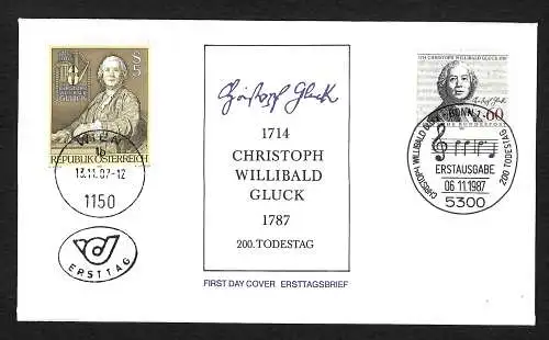 Bund/Österreich 2007: 200. Todestag Christoph Willibald Gluck - 1987+2007 FDC
