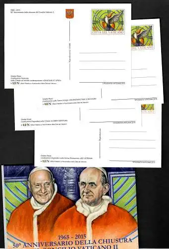 Vatikan 2015: 4x Ganzsachen, 50 Jahre Ende des Ökumenischen Konzils