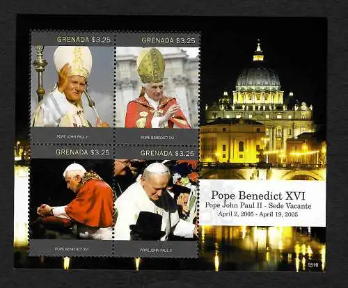 Grenada 2010: Pope Benedict XVI, 5 years of the Pontificate, postfrisch, **