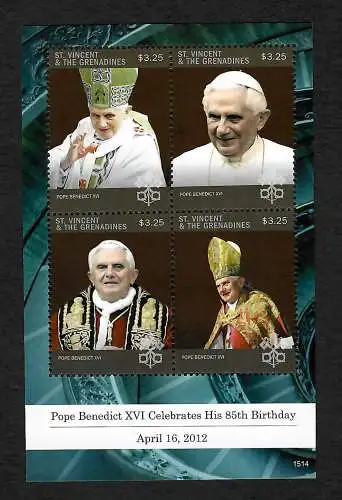 St. Vincent&Grenadines 2012: Pope Bendedict XVI ceebrates his 85th Birthday