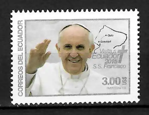 Ecuador 2015: Besuch von Papst Franciskus, postfrisch