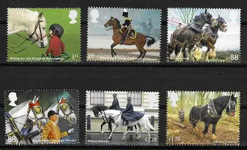 GB: 6x Briefmarken Arbeitspferde - horses - #3564-69, postfrisch