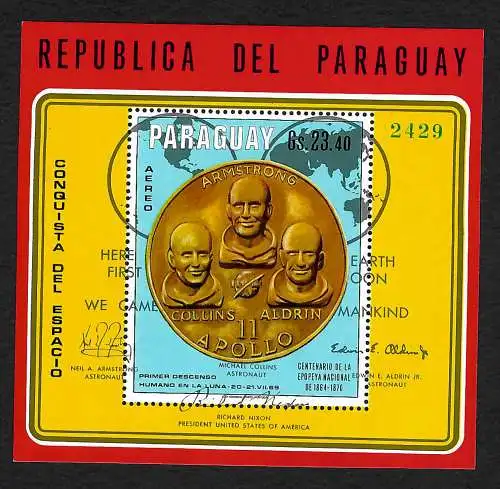 Paraguay: Besatzung Apollo 11, 50 Jahre Mondlandung, Aldrin, Collins, Armstrong