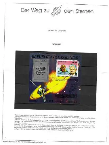 Paraguay: Hermann Oberth, Apollo 11, Weltraum, Block #224, postfrisch