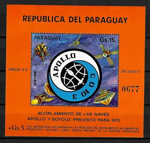 Paraguay: Apollo Sojus Programm, Block #236, postfrisch