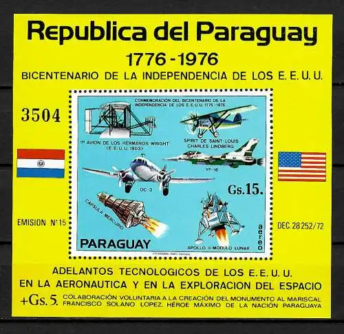Paraguay: Fortschritt der Weltraumforschung, Block #261, postfrisch