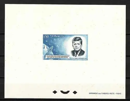 Monaco: Weltraum: John F. Kennedy Mercury, ungezähnter Ministerblock, #789, **