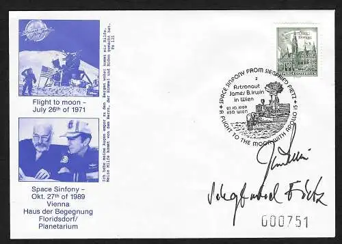 Österreich: Apollo 15 Space Sinfony, Original Unterschrift J. Irwin und S. Fietz