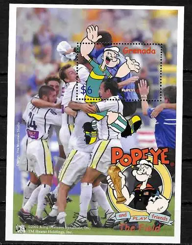 Grenada 2002: Comic: Popeye and Play friends in the field, postfrisch