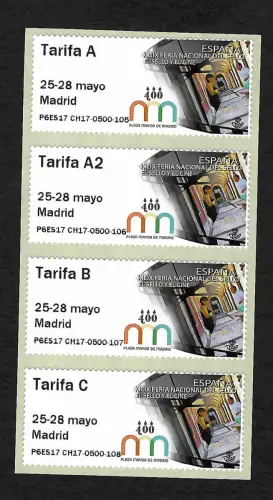 Spanien 2017: Briefmarkenausstellung FERIA EL SELLO EL CINE, 4x Marken,**
