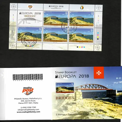 Malta 2018: Europa Brücken, Markenheftchen, gestempelt
