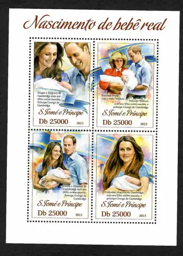 S. Tomé e Principe 2013: Königliches Baby Prinz George, Block postfrisch **